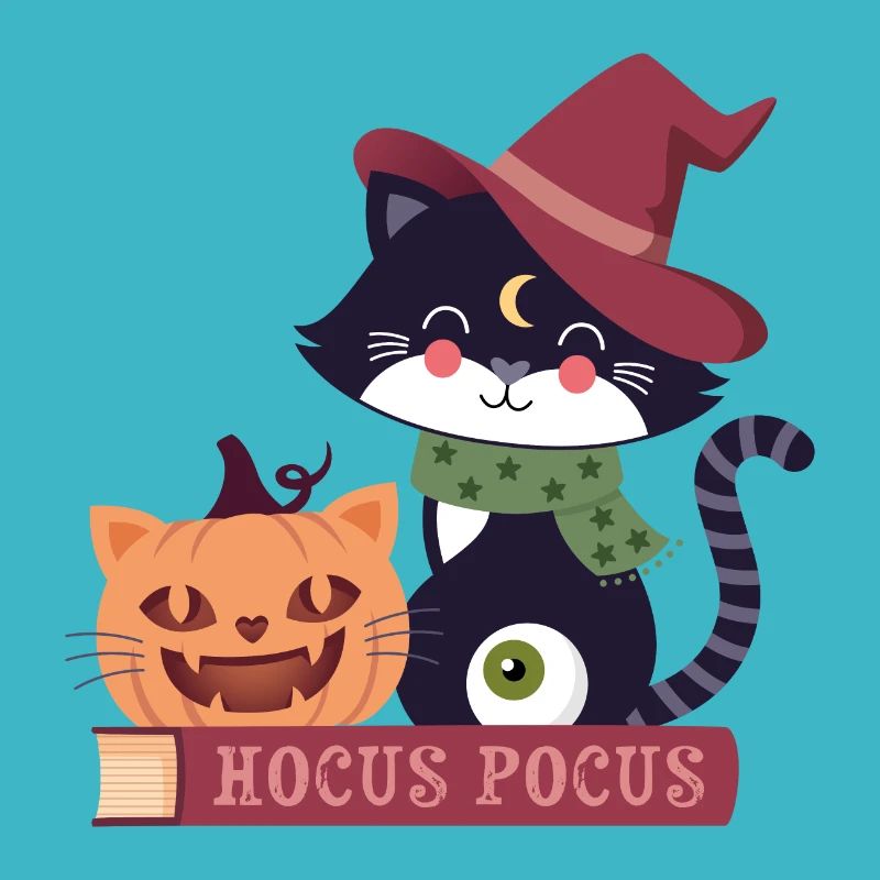 Cat with cat pumpkin on a book