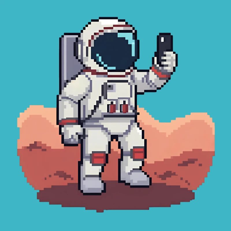 Pixel Astronaut Selfie on Mars – 8-Bit Style