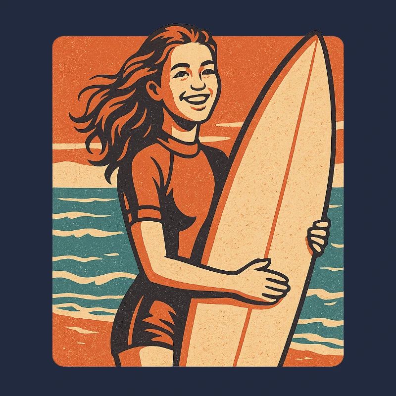 Retro surfer at sunset