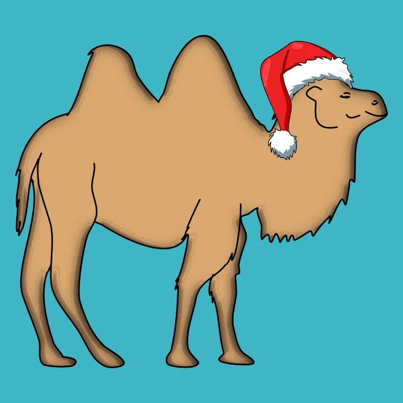 Chameau avec bonnet de Père Noël