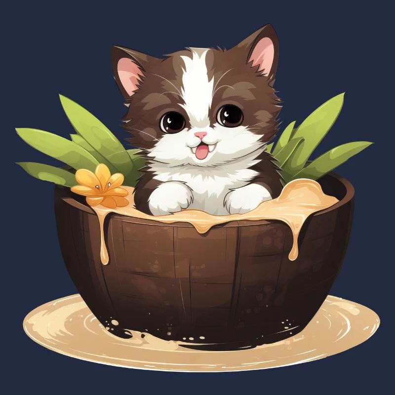 Chat avec noix de , design d’été mignon
