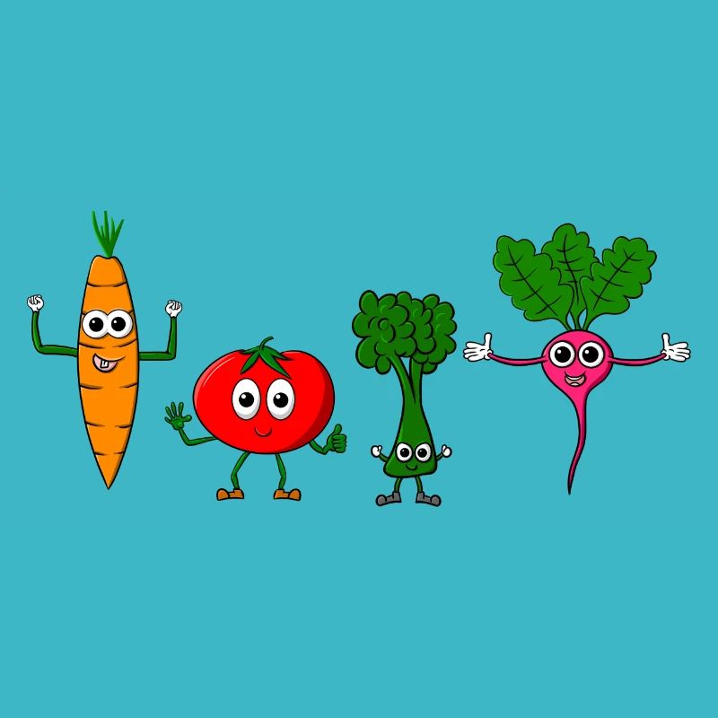 Vegetable figures posing
