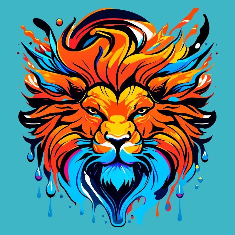 Lion's head with mane, colored
