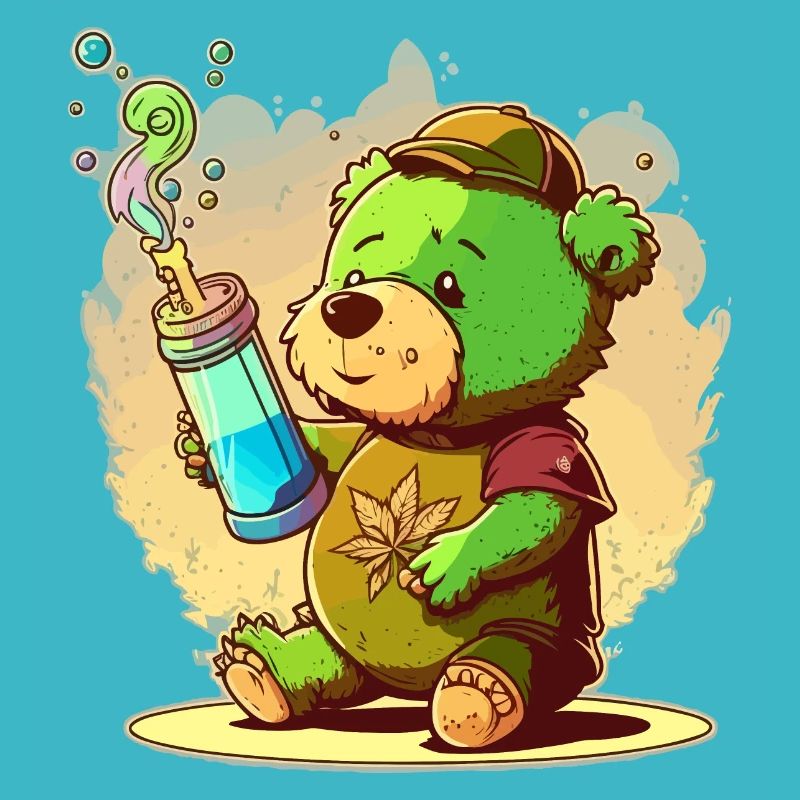 High Bear : une illustration de dessin animé drôle pour Cannab