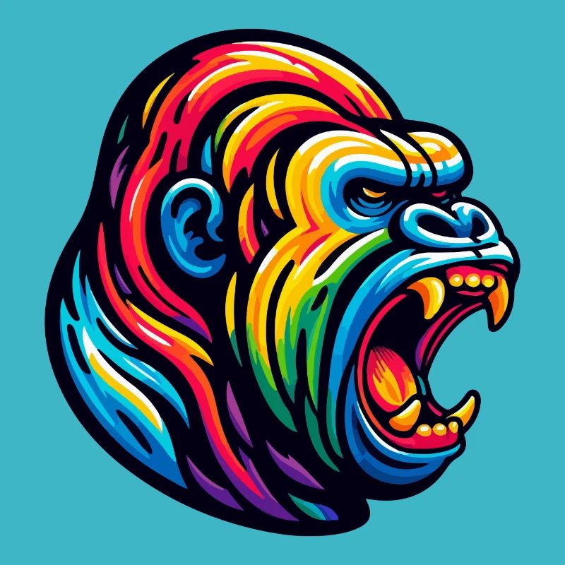 BRÜLLENDER GORILLA AFFE TIER AGGRESSIV BÖSE SCHREI