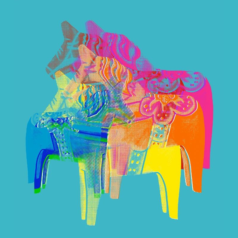 Pop Art Dala Horses Pull de Noël Style Scandi
