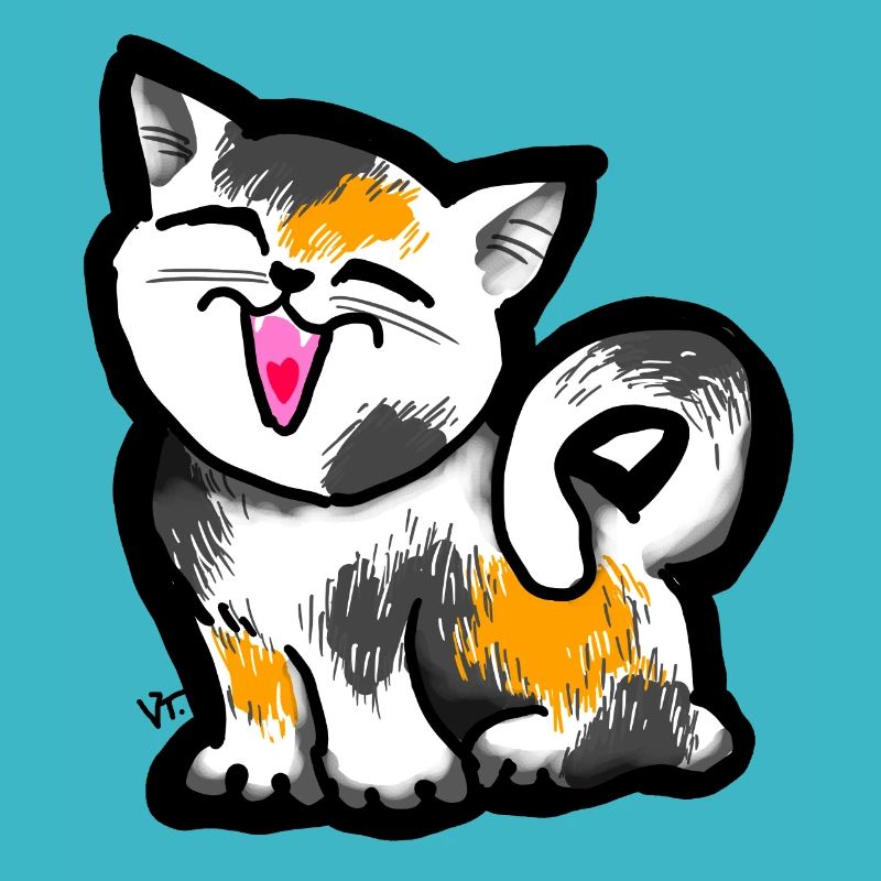 Drôle de chaton mignon. Charmant chaton qui rit. Miaou.