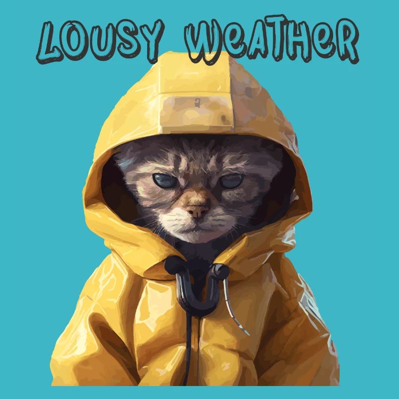 Chat en imperméable Cadeau Météo Médiocre