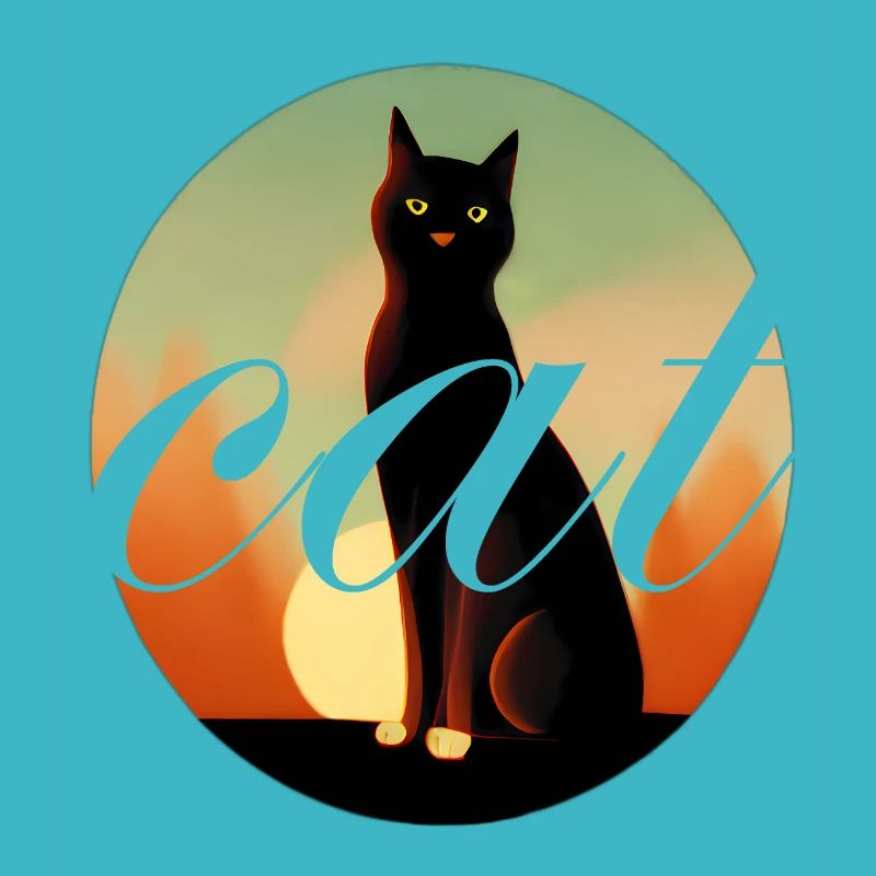 Text Cat Summer Sunset Animal Design Cat