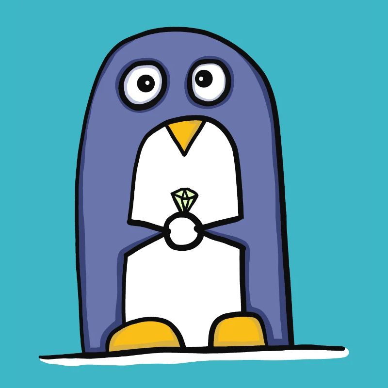 Penguin with diamond ring