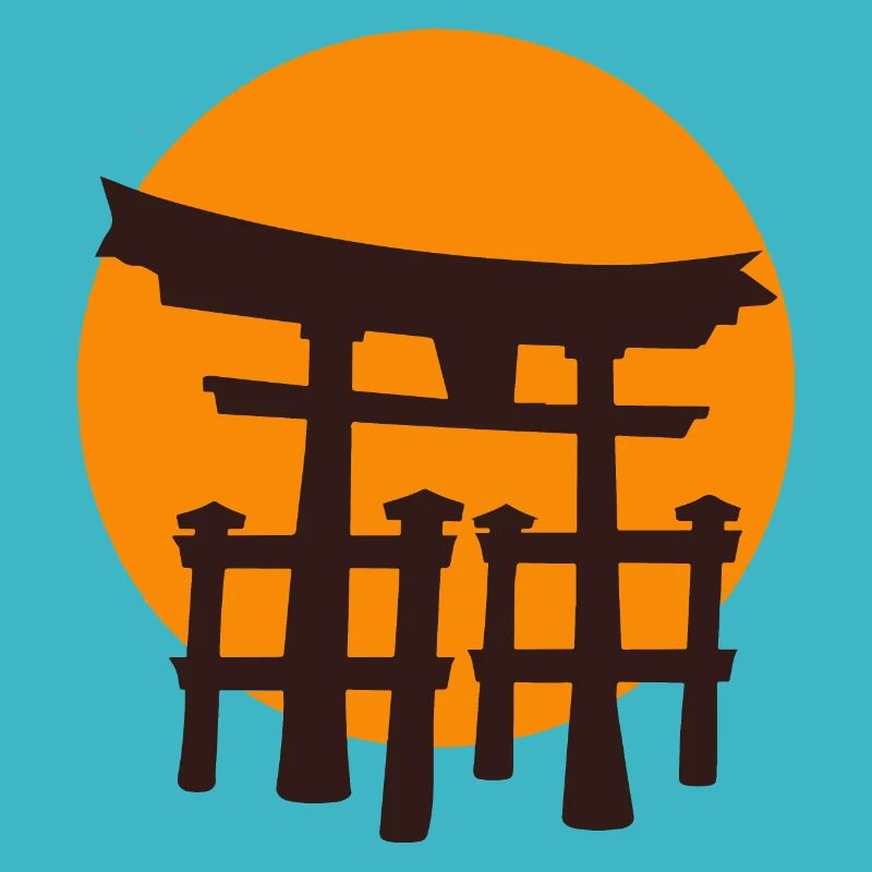 Japan sunset torii welcome gate