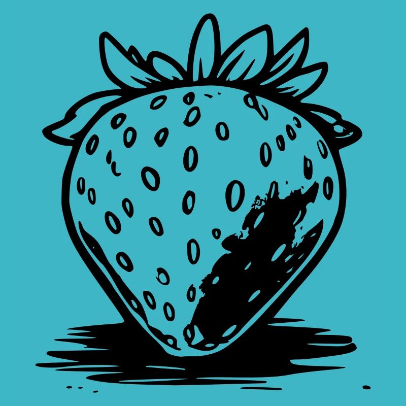 Erdbeere Comicstyle schwarz-weiß