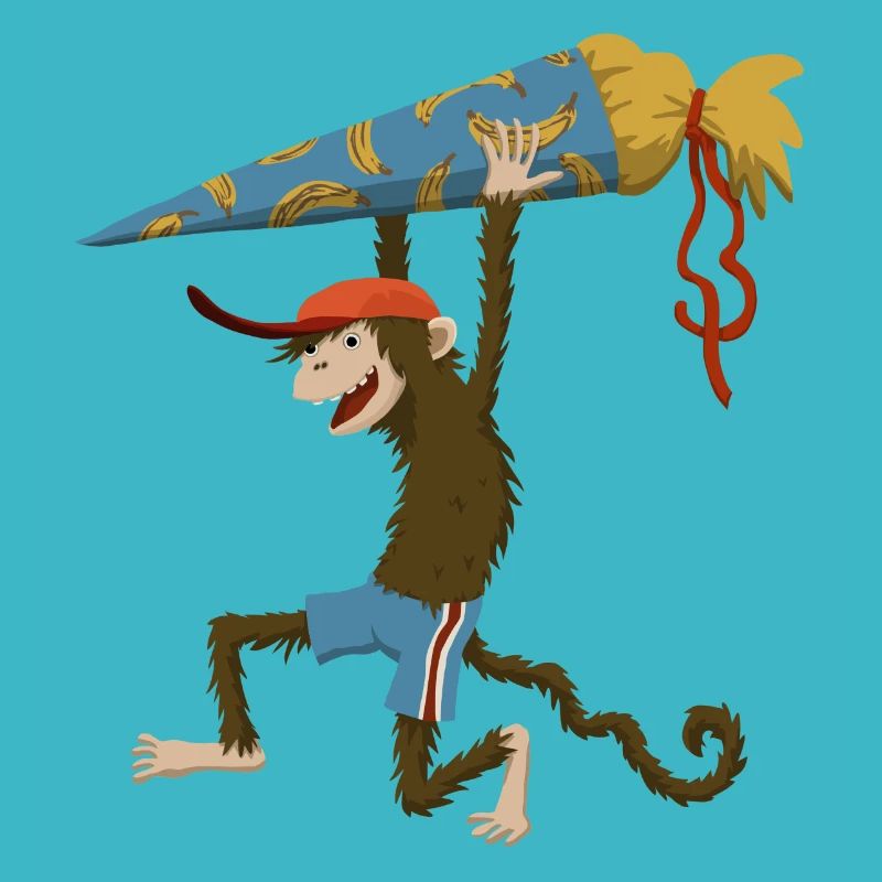 Monkey with school cone