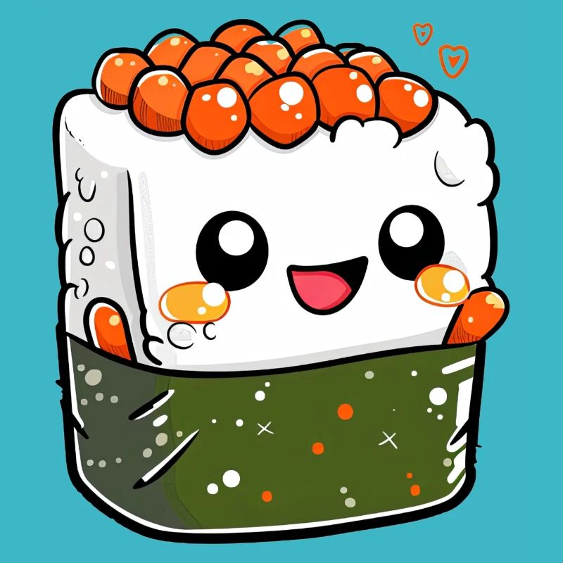 Cute sushi roll with a smiling face,