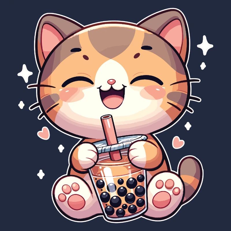 Cats Drinking Bubble Tea kawaii Boba Cat