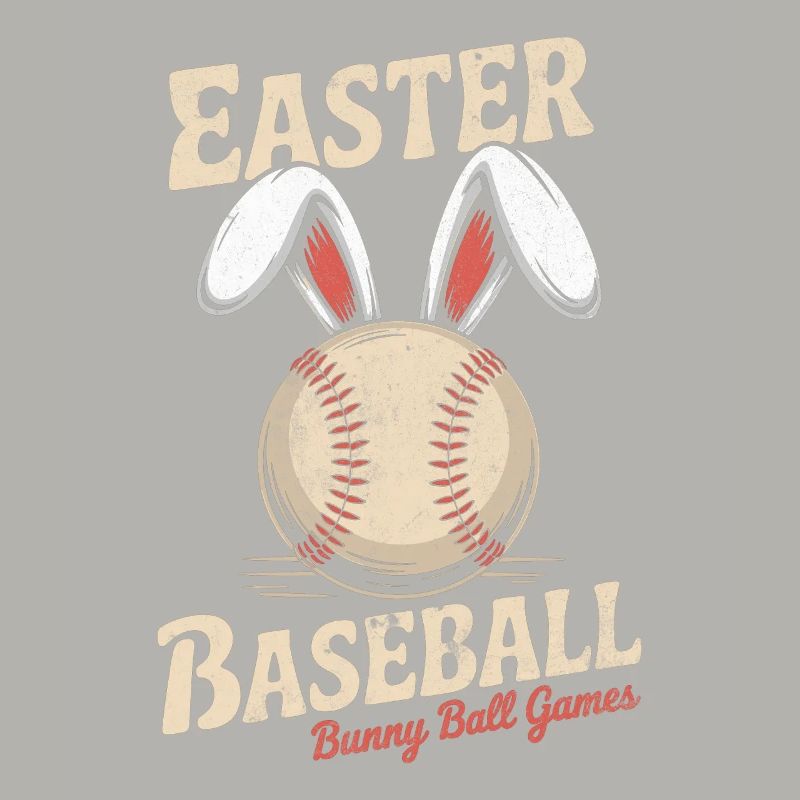 Baseball with Bunny Ears Easter Design