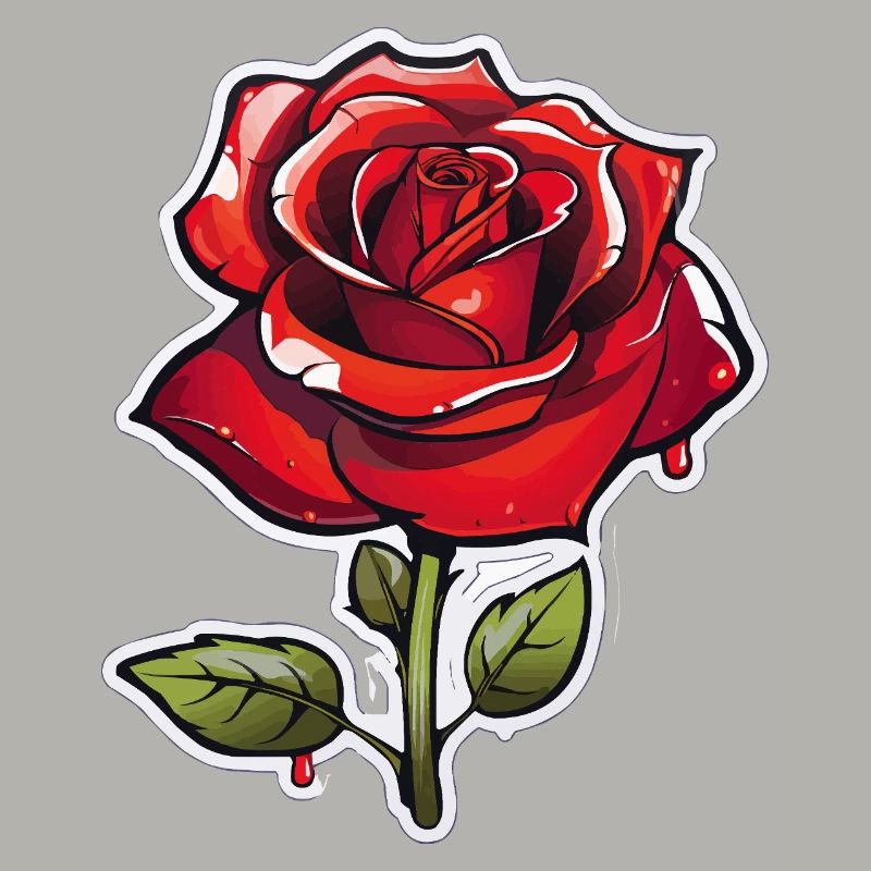 Rote Rose im Comics-Stil