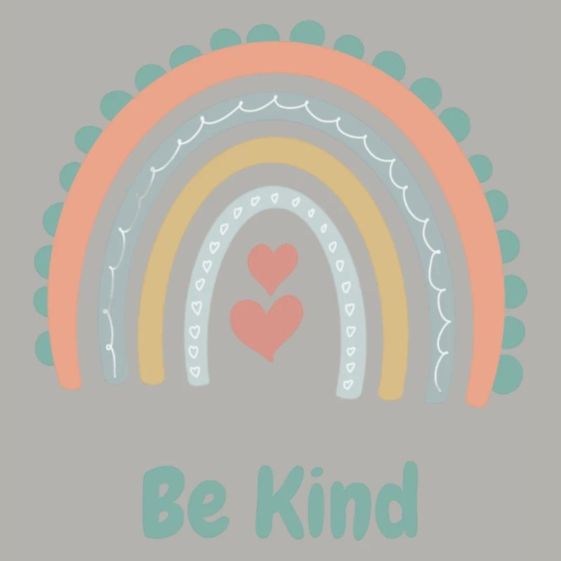Be Kind - Arc-en-ciel et coeurs - Boho