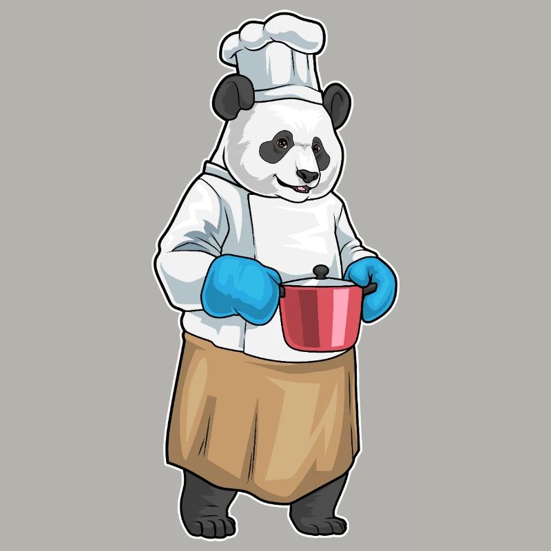 Cuisinier panda Cuisson de la marmite
