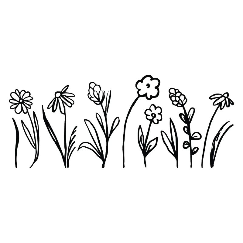 Handgezeichnete Blumen mit Blättern
