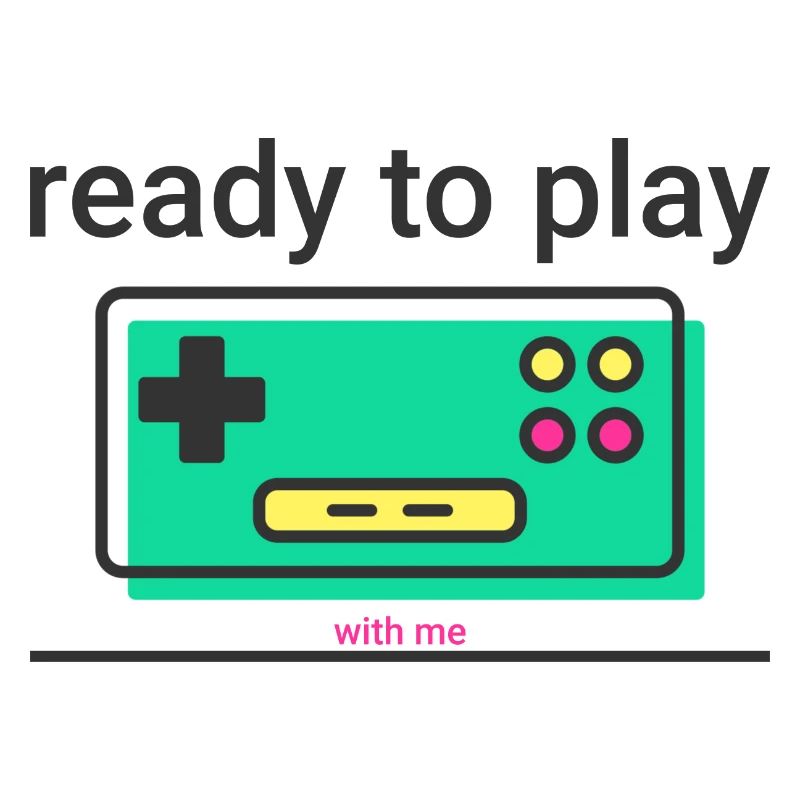 ready to play: retro game controller with statement