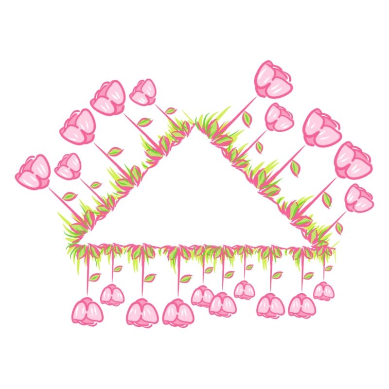 triangle fleurs roses symbole forme nature