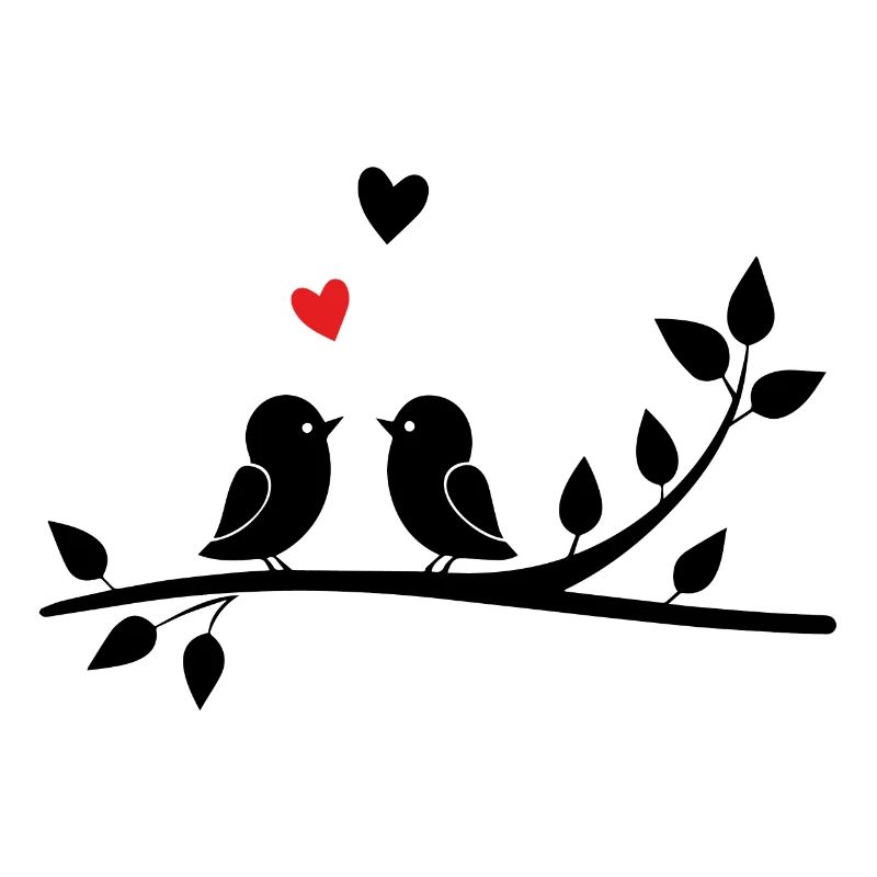 L'amour de deux oiseaux sur une branche minimalist