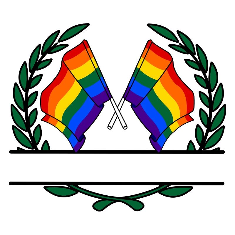 Fahnen Regenbogen Lorbeerkranz Banner