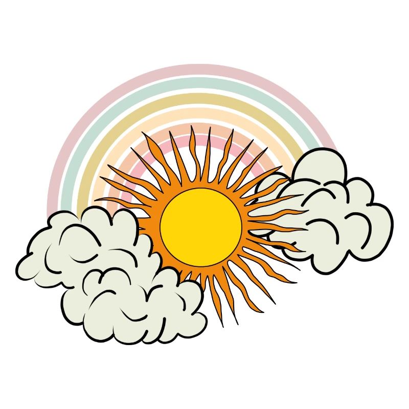sun, clouds, rainbow