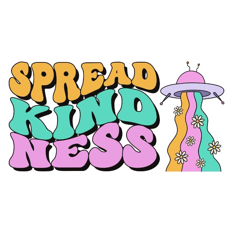 Spread Kindness Script with Colorful UFO Rainbow