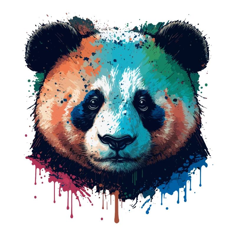 Colerful Panda Bear Head