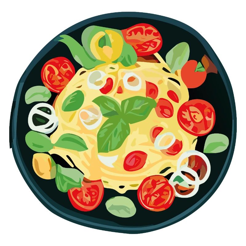 Fresh pasta with tomatoes and basil