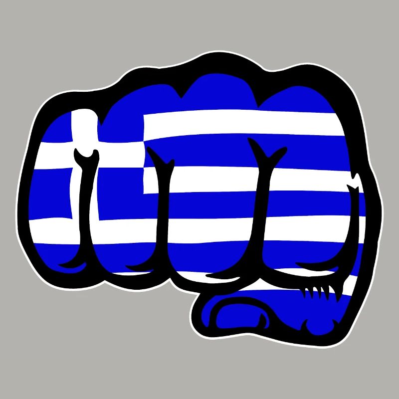 Grèce drapeau main poing
