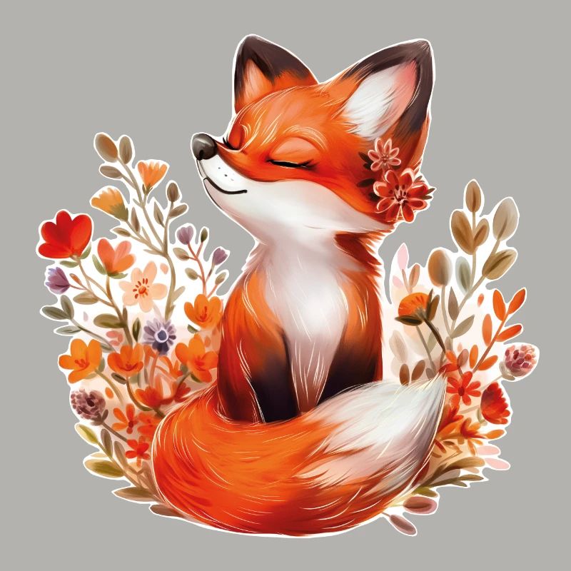 Fuchs mit Blumen