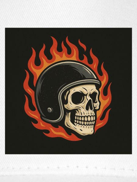 Flammen-Totenkopf mit Helm