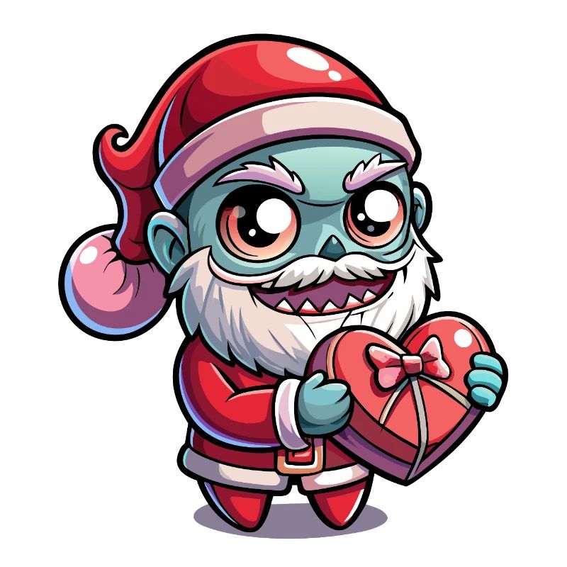 Weihnachtsmann-Zombie mit Herzgeschenk