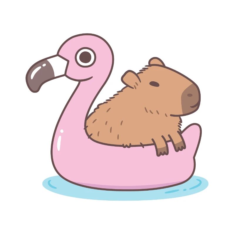 Mignon Capybara Chilling sur Flamingo Pool Float