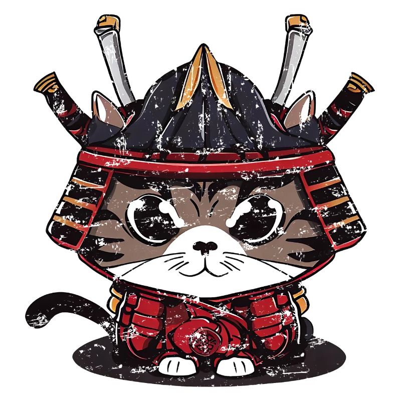 Süße Samurai Katze traditionelle Kleidung