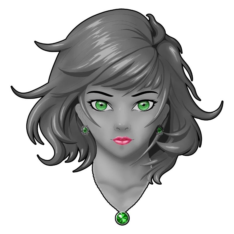Anime Mädchen mit hübschem Schmuck