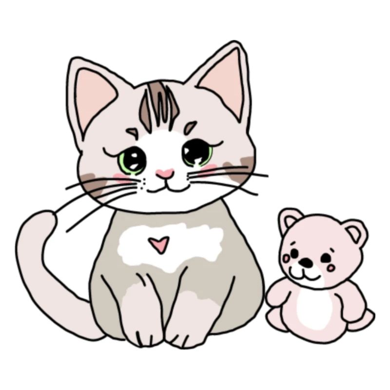 Süße Katze mit ihrem Teddy