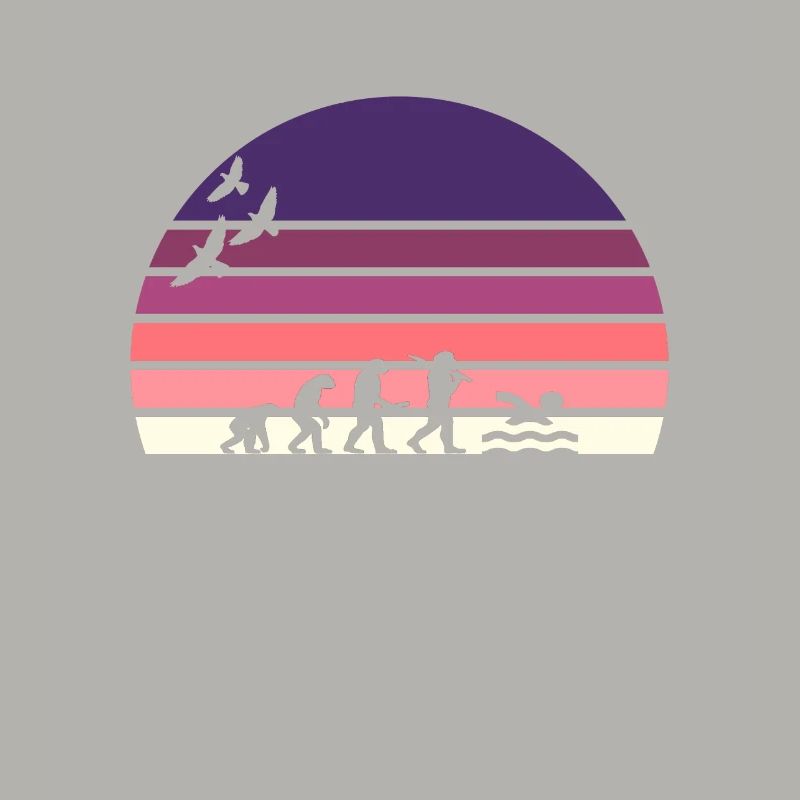 retro vintage sunset évolution NATATION