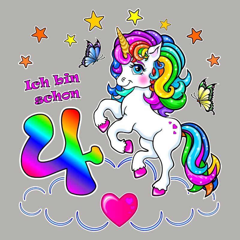Mädchen 4 Jahre Geburtstag Einhorn ich bin schon 4