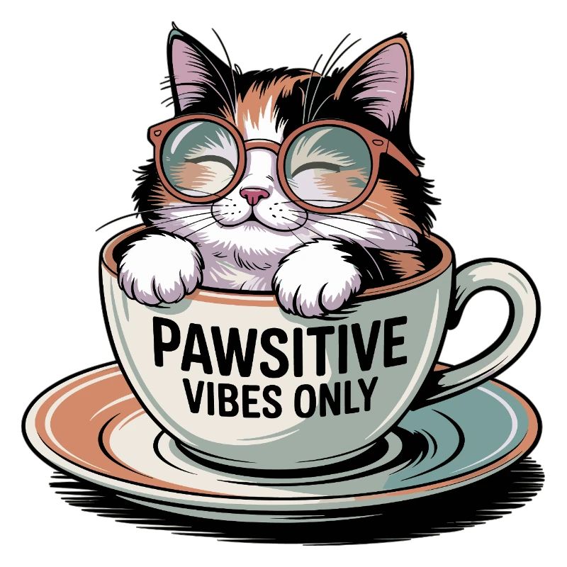 Pawsitive Vibes Only – Chat dans une tasse