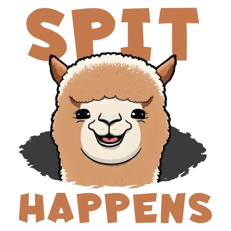 Spit Happens Lama Alpaca Witziger Spruch Grimasse