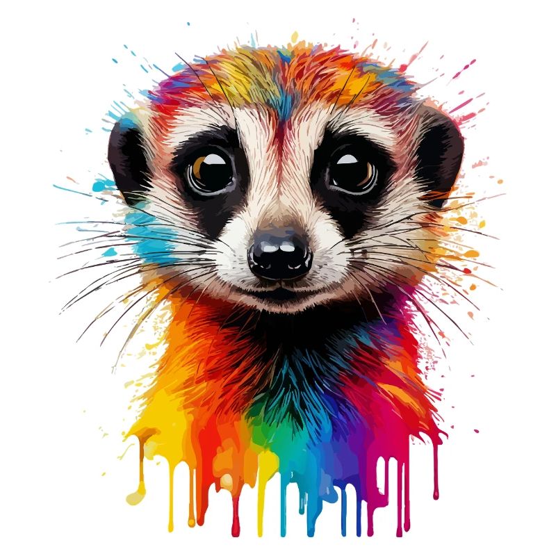 Impression de portrait de suricate coloré