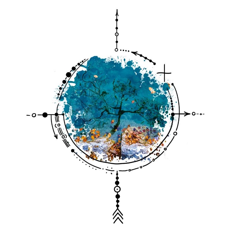 Compass with tree reflection - photo version