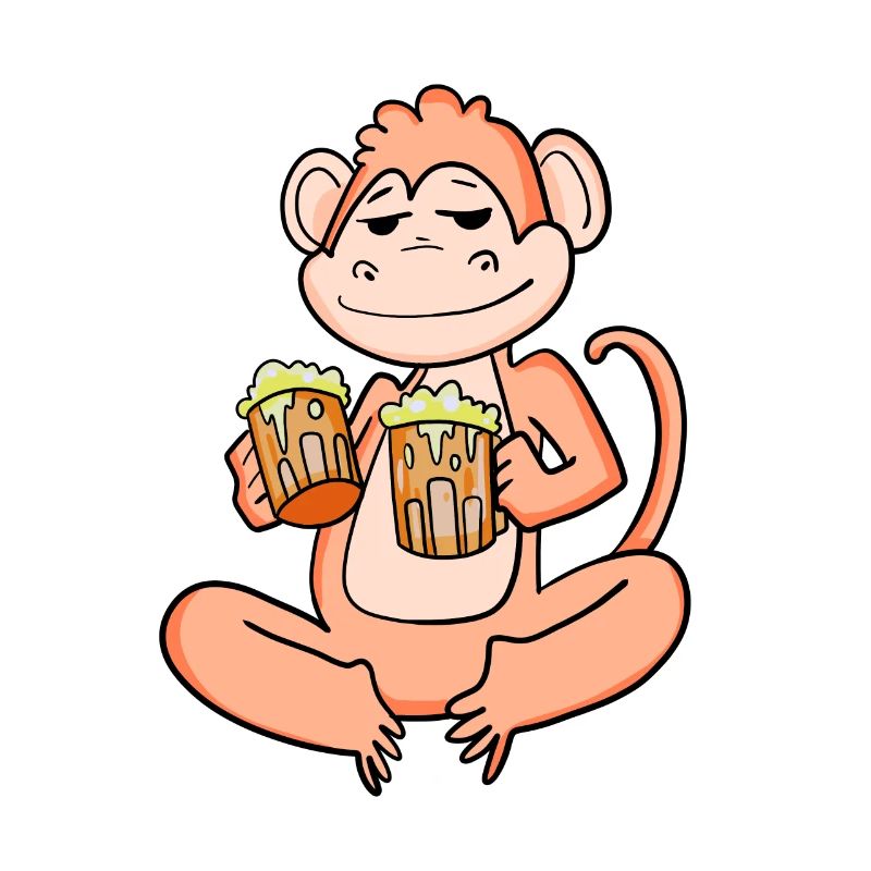 Monkey with beer glasses Beer drinking alcohol