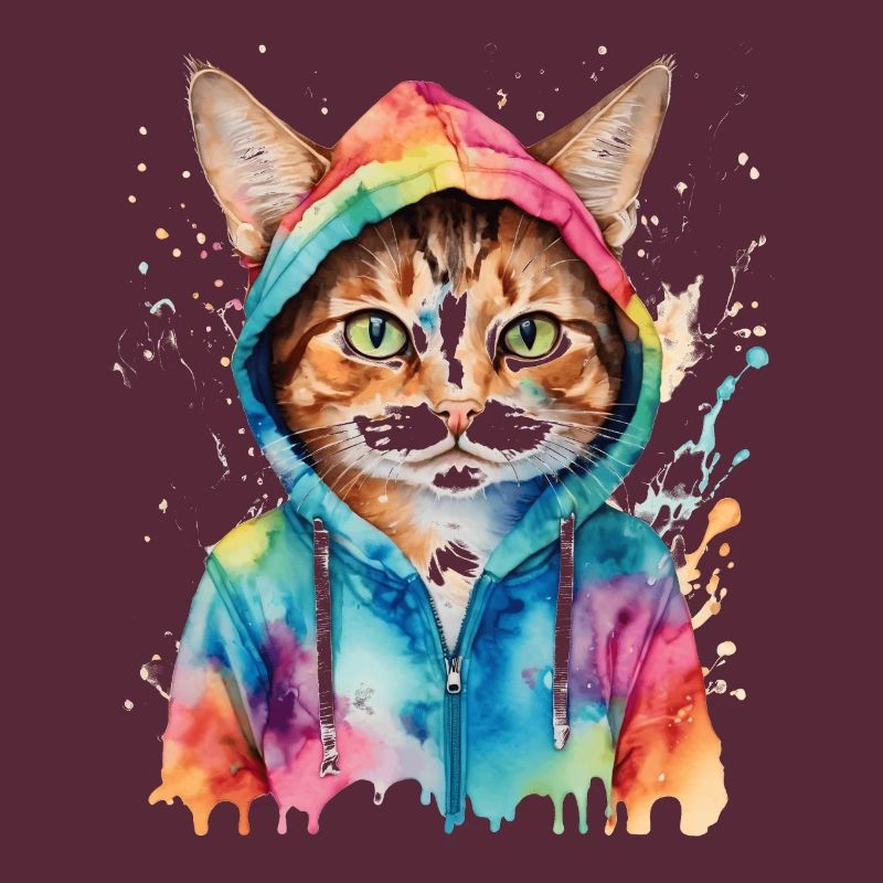 Sweat à capuche chat coloré imprimé drôle de conception animale