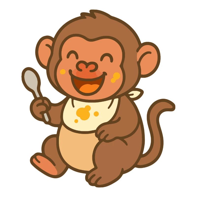 Nourrir avec le bébé singe – s’amuser à la cuillère