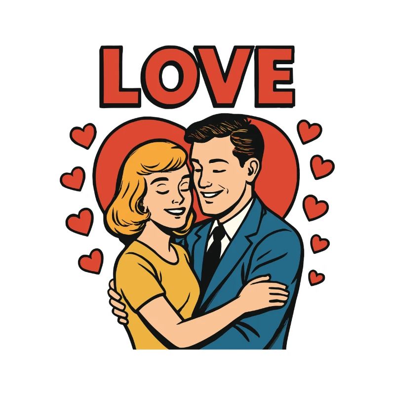 Liebe Paar Herz Retro Design